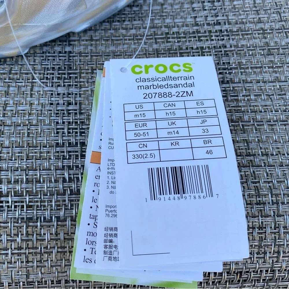 Crocs Classic All-Terrain Sandal Chai/Multi Marbled Tie-Dye Men's Size 15